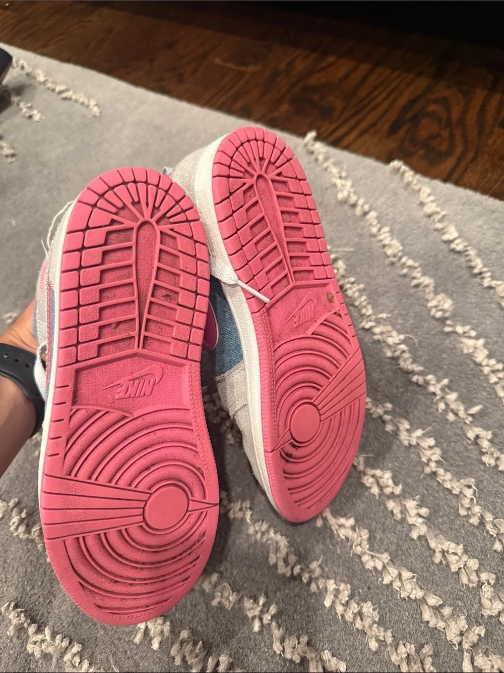 Nike air Jordan Low Top Sneakers in Denim Blue and Pink